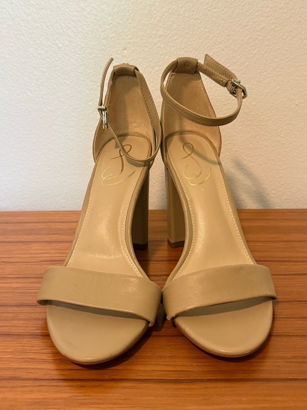 Sam Edelman Nude Block Heels 7